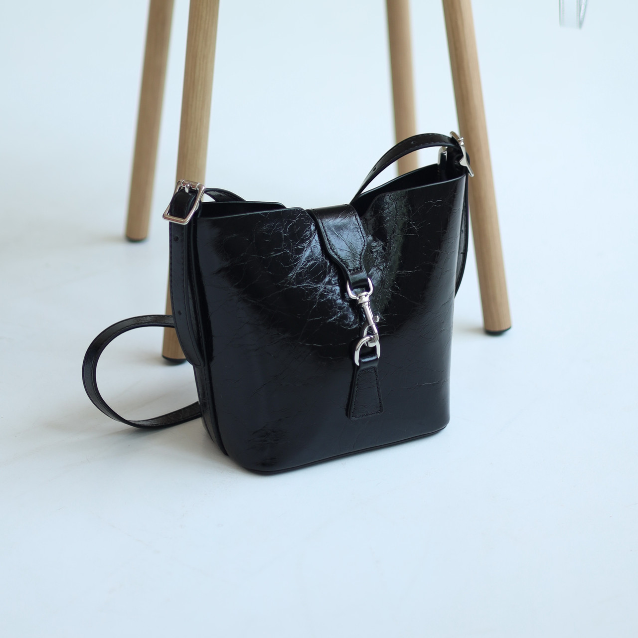 Бакетбег натуральна шкіра чорний Арт.6027 black VIVAVERBA Україна — (54)