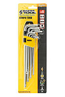 Ключі TORX MasterTool 75-0961, набір 9 шт CrV довгі (Т10-Т50 L90-227мм), фото 6