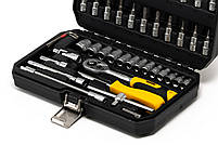 Набір насадок торцевих MasterTool 78-2047 PROFI, CrV 1/4" 4-14 мм,тріскачка 72Т, 46 шт, кейс, фото 6