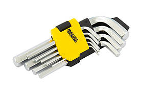 Ключі шестигранні MasterTool 75-0955, набір 9 шт CrV короткі (1,5-10мм L45-112мм)