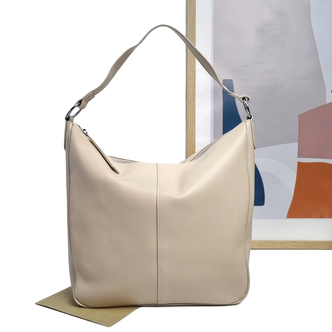 М'яка сумка-мішок натуральна шкіра світло-бежевий Арт.7732 milk VIVAVERBA Україна — (59)