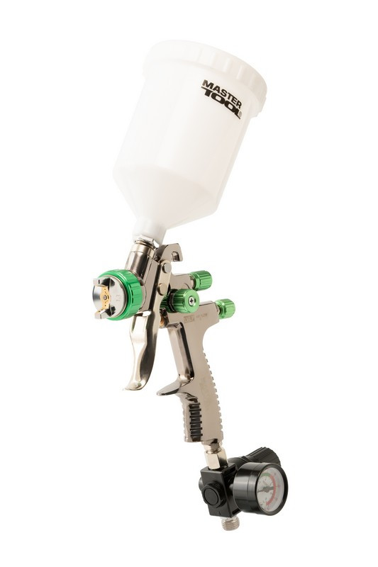 Краскопульт MASTERTOOL 80-8810, LVLP СБ 600 мл, пластик, Ø 1,3 мм, 125-170 л/хв, 1,5-2,5 бар з манометром, фото 1
