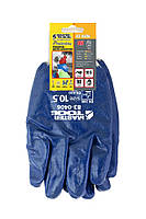 Рукавички масло-бензостойкие утеплені MASTERTOOL нітрилове покриття в'язаний манжет 10.5" 104-108 р сині, фото 4