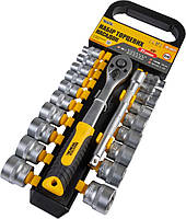 Набір насадок торцевих MASTERTOOL 78-3821, CRV 3/8" 6-24 мм, подовжувач 150 мм, тріскачка 72Т, 21 шт, фото 3