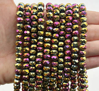 Намистини рондель / 8*6 мм / К-сть: 60-65 шт / Гальваніка / Райдужна №405