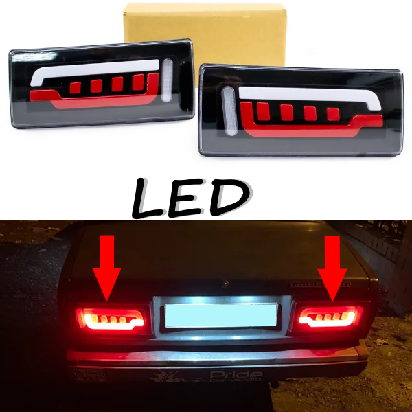 Ліхтарі задні 2 штуки на авто ВАЗ 2107 TYPE AUDI Q7 RED 2 шт., фото 1