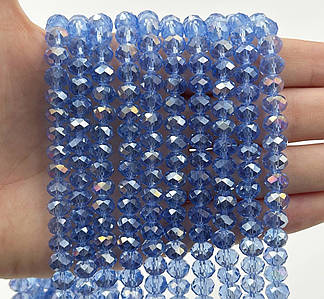 Намистини рондель / 8*6 мм / Кількість: 60-65 шт / Прозорий / с АБ / Світло-блакитний №328