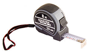 Рулетка MASTERTOOL 8 м 25 мм з 2 фіксаторами полотна нейлонове покриття 60-8025