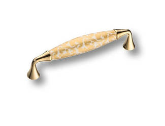 Ручка-скоба із золотим орнаментом 2527-007-2M-128 латунь з керамікою 128 мм