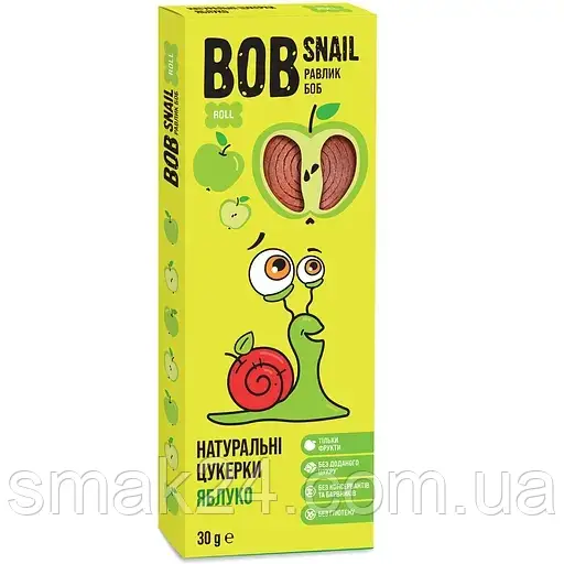 Фруктові яблучні цукерки БЕЗ ЦУКРУ ТА ГЛЮТЕНУ  Bob Snail 30 г