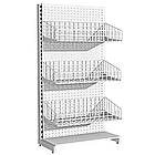 Стелаж з сітчастими кошиками 1600*950 мм Рістел, торговий приставний стелаж, металевий стелаж з кошиками в торговий зал, фото 2