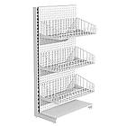 Стелаж з сітчастими кошиками 1600*950 мм Рістел, торговий приставний стелаж, металевий стелаж з кошиками в торговий зал, фото 3