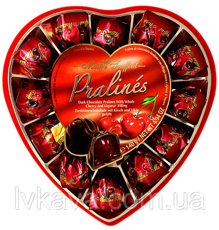 Цукерки праліне Pralines dark chocolate with cherry with liqueur Maitre Truffout , 140 гр, фото 2