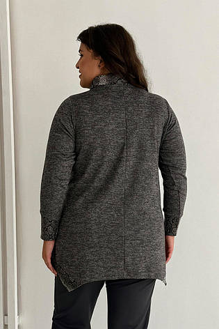 Трикотажна туніка батал осіння сірого кольору під штани, фото 2