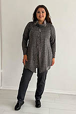 Трикотажна туніка батал осіння сірого кольору під штани, фото 3