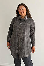 Трикотажна туніка батал осіння сірого кольору під штани, фото 4