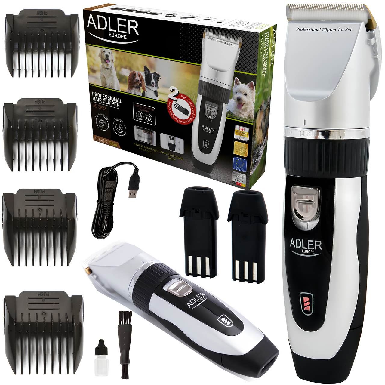 Машинка для стрижки та грумінгу тварин професійна безшумна Adler A2823 35Вт Тример для собак і котів, фото 1