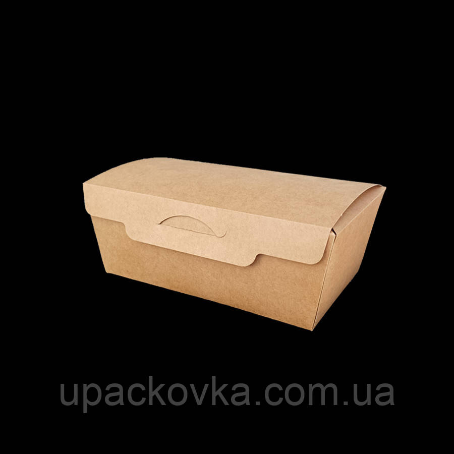 Упаковка паперова мала КРАФТ для суші та снеків 130*90*48 мм, 100 шт/уп, 6 уп/ящ., фото 1