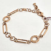 Браслет золотий жіночий з білими фіанітами масивний 17 см