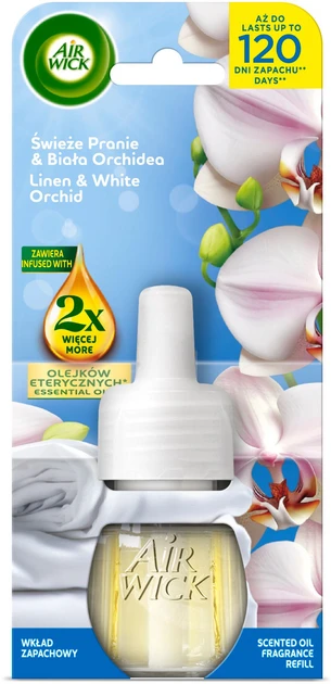 Змінний блок до Електричного ароматизатора повітря Air Wick Linen & White Orchid (Ранкова свіжість) 19 мл