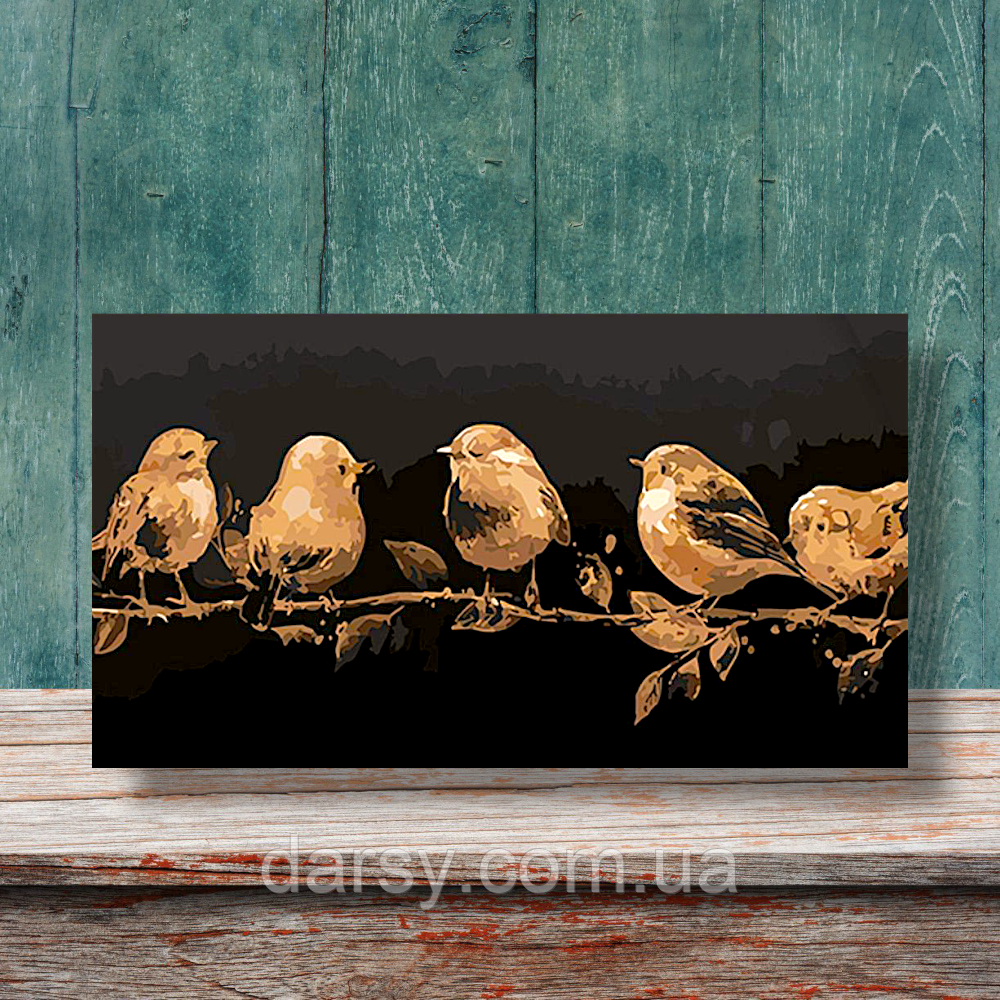 Набір для розпису по номерах Пташки на гілці Strateg розміром 50х25 см WW205, фото 1