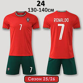 Футбольна форма Роналду Португалія 25/26 дитяча та підліткова 24 (130-140см) домашня червоно-зелена