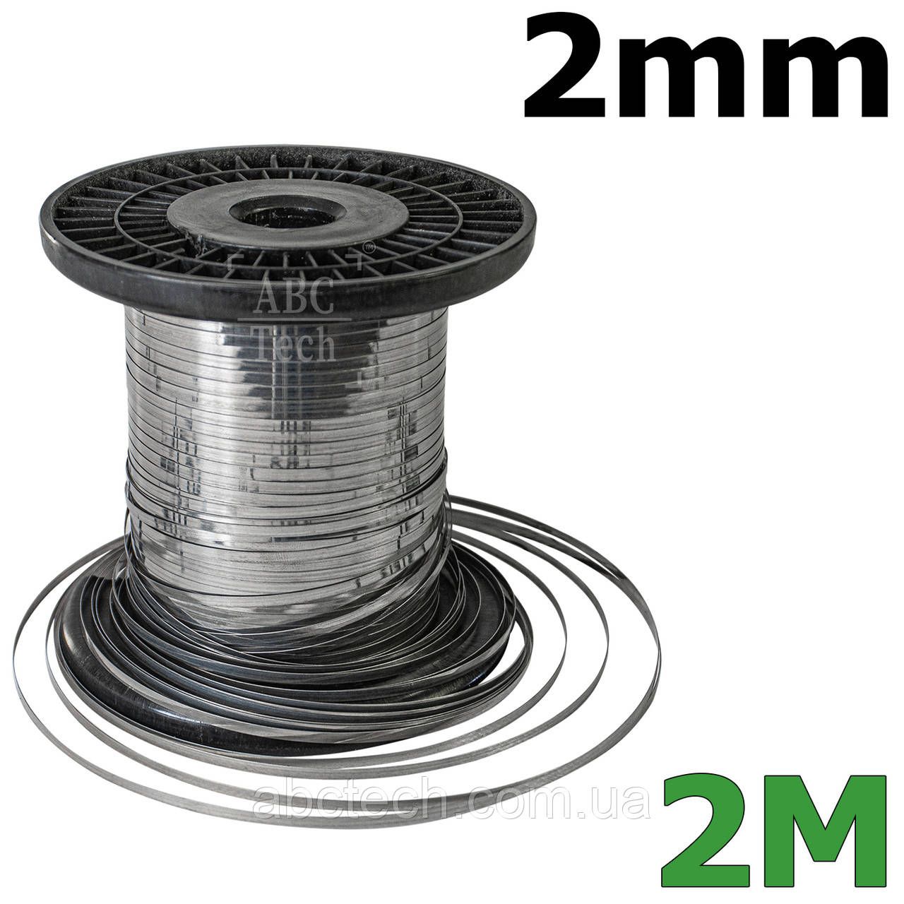 Ніхромова нагрівальна шина 0.2х2мм Моток 2 метри Плоский нікельхром Стрічка нікельхром х20н80, фото 1