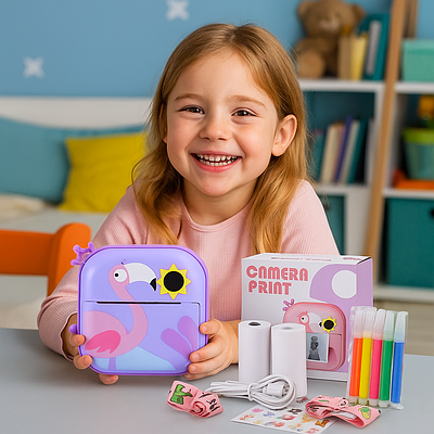 Фотоапарат для дитини з миттєвим друком дитяча камера з термопринтером фото відео термопапір фломастери