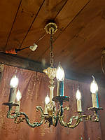 Антикварна латунна люстра на 6 ріжків з новими лампочками