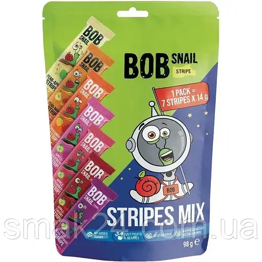 Цукерки фруктові Stripes Mix БЕЗ ЦУКРУ ТА ГЛЮТЕНУ Bob Snail 98 г