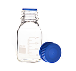 Бутель лабораторний (250 мл.) з гвинтовою кришкою та градуюванням / Світле боросилікатне скло