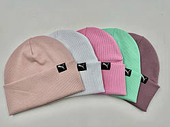 Трикотажна шапочка подвійна для дівчинки із рубчика «D004» ОПТ