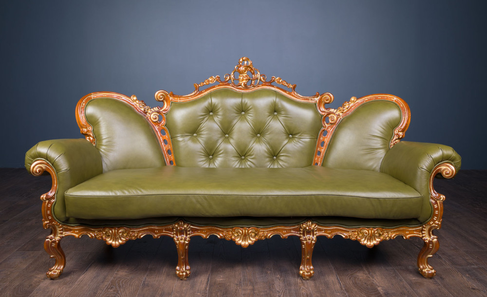 Диван класичний в стилі Бароко Белла (преміум клас) натуральна шкіра, фото 1