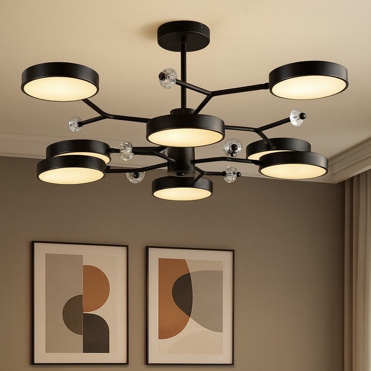 Чорна Led люстра 192W з 8 плафонами до 25 м² Sirius N5502/8, фото 1