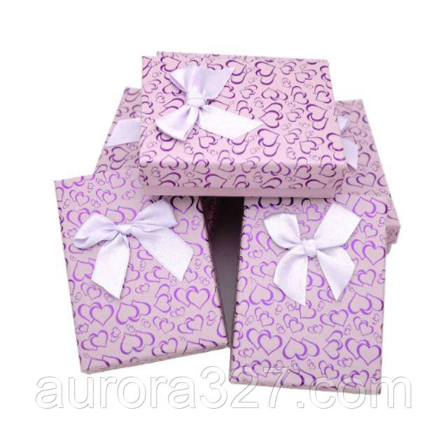 Коробка для біжутеріі Сердечка з бантом фіолетовий, фото 1