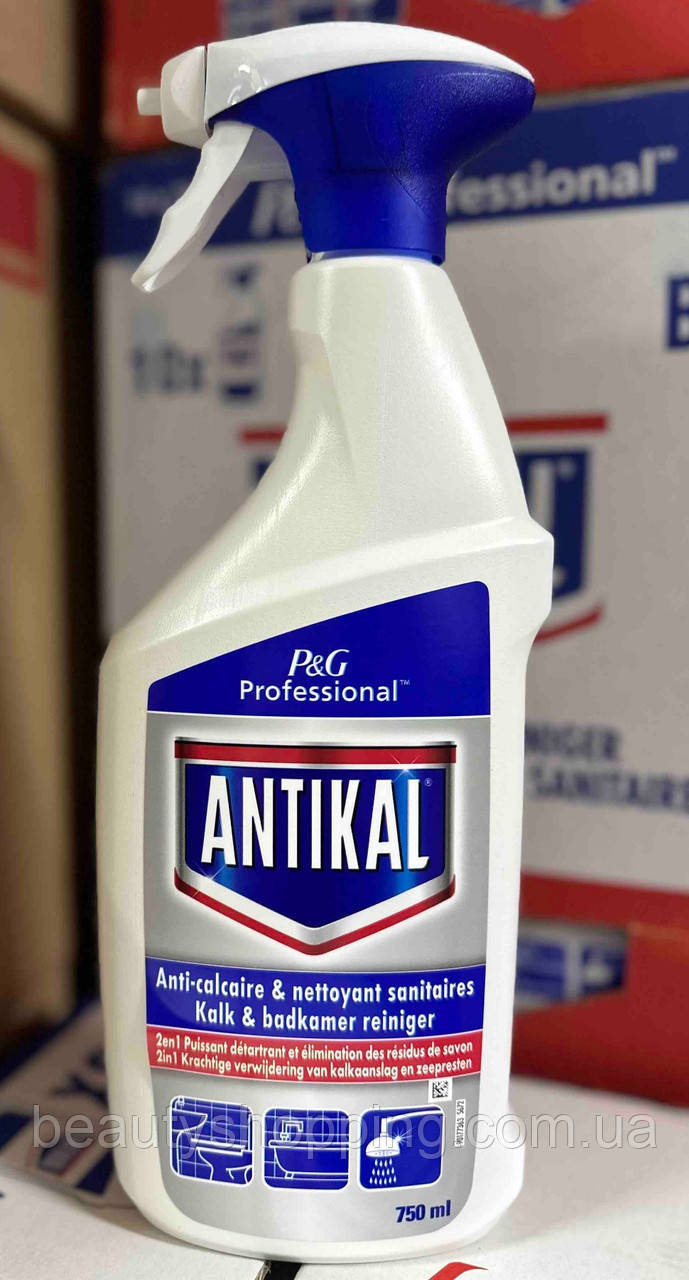 Чистячий та дезінфікуючий засіб для ванної та туалету Antikal Professional P&G 750 мл Італія