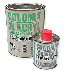 Автоемаль акрилова COLOMIX 601 Чорна 0,8л у комплекті із затверджувачем 0,14л