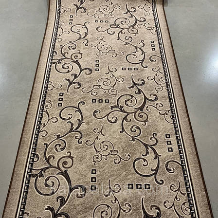 Бюджетна килимова доріжка ширина 1,10м на повсті Лоза бежева, фото 1