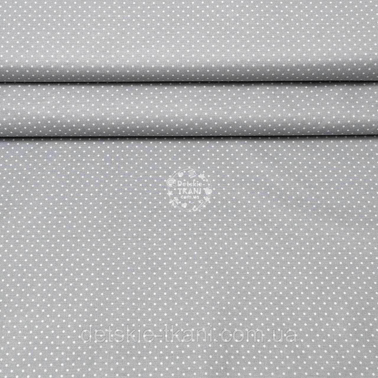 Ранфорс шириною 240 см "Крапки 2 мм на сірому тлі", №5688, фото 1