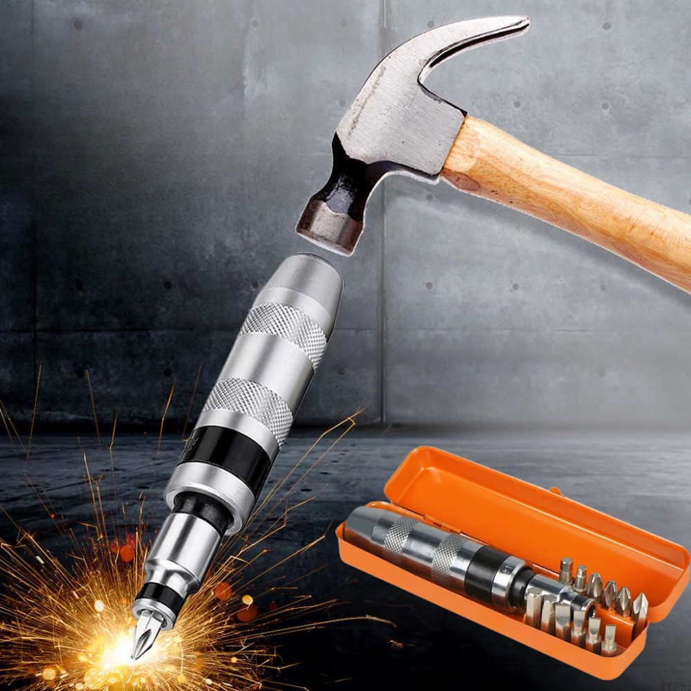 Комплект ударних викруток у кейсі 15в1 Викрутка ударна поворотна з набором біт, фото 1