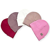 Трикотажна шапочка подвійна для дівчинки із рубчика «D008», ОПТ