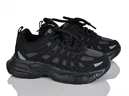 Чорні стильні дитячі кросівки зі вставками