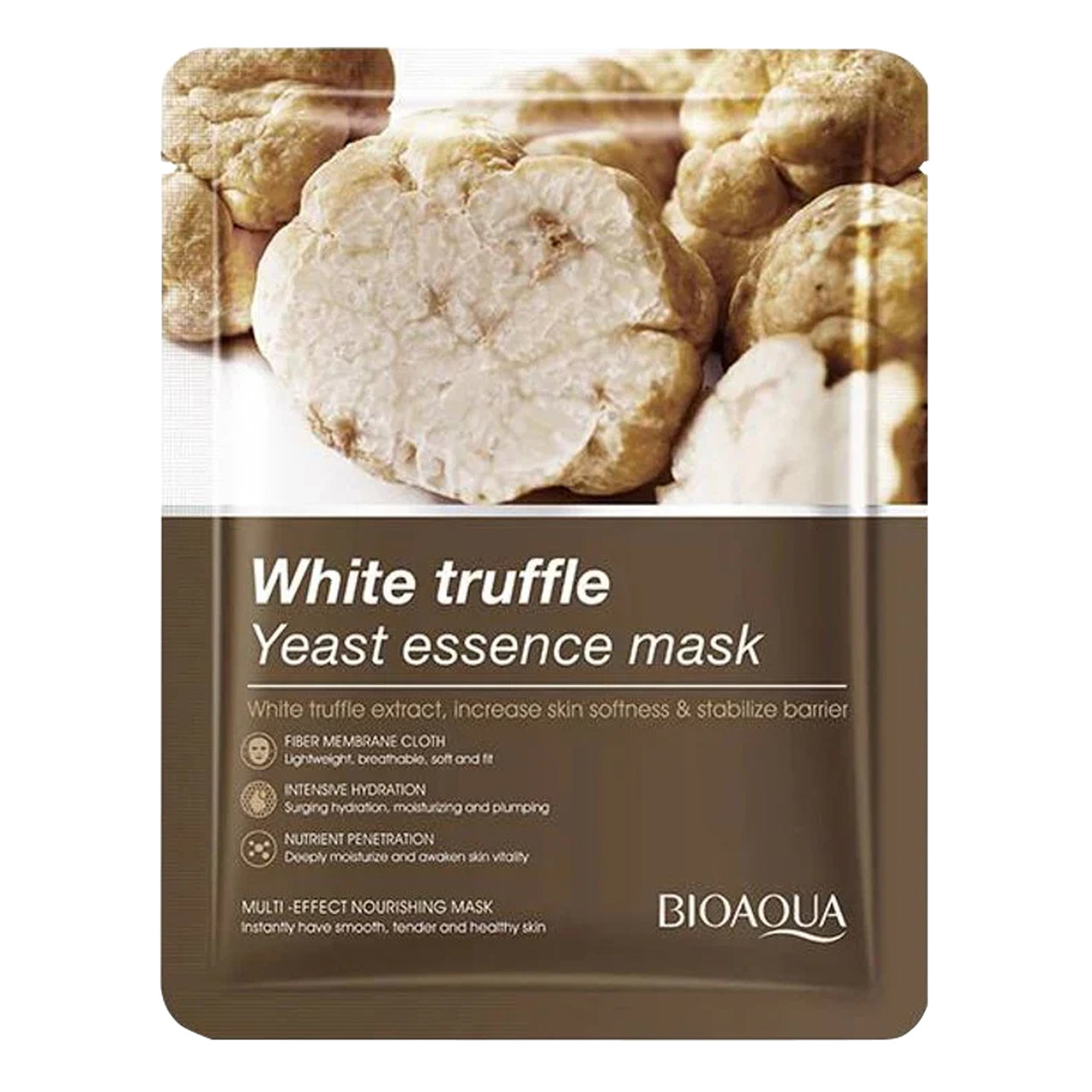 Тканинна маска для обличчя BIOAQUA White Truffle Yeast Essence зволожуюча, поживна 25 г