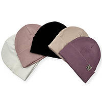 Трикотажна шапочка подвійна для дівчинки із рубчика «D002», ОПТ