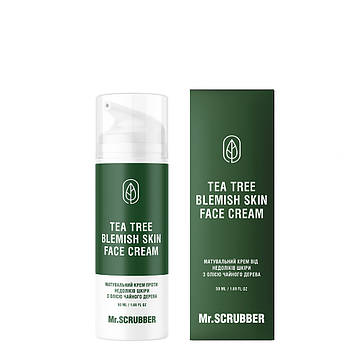 Матуючий крем вiд недолiкiв шкiри з олією чайного дерева Mr.SCRUBBER Tea Tree Blemish Skin Face Cream, 50 мл (1632)