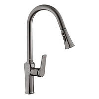 Чорний графітовий змішувач для кухні з висувною лійкою Kroner KRP Makon - GRP030-T