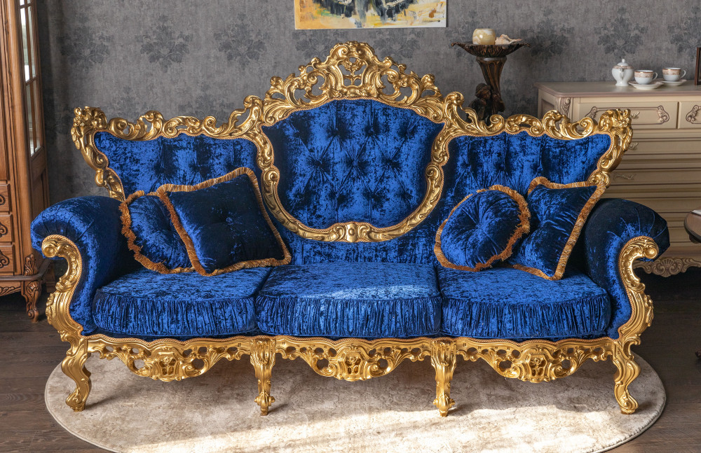 Диван класичний тримісний в стилі Бароко Мадонна (преміум клас) натуральне дерево, фото 1