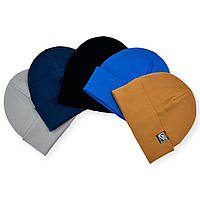 Трикотажна шапочка подвійна для хлопчика із рубчика «M004», ОПТ