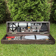 Набір шампурів Рибалка ручної роботи. Шашличний набір шампурів у кейсі + гравіювання