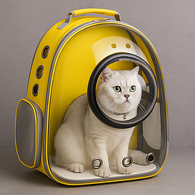 Рюкзак переноска для котів з пластиковим вікном, 42x35x22 см, Жовтий (Переноска для тварин)